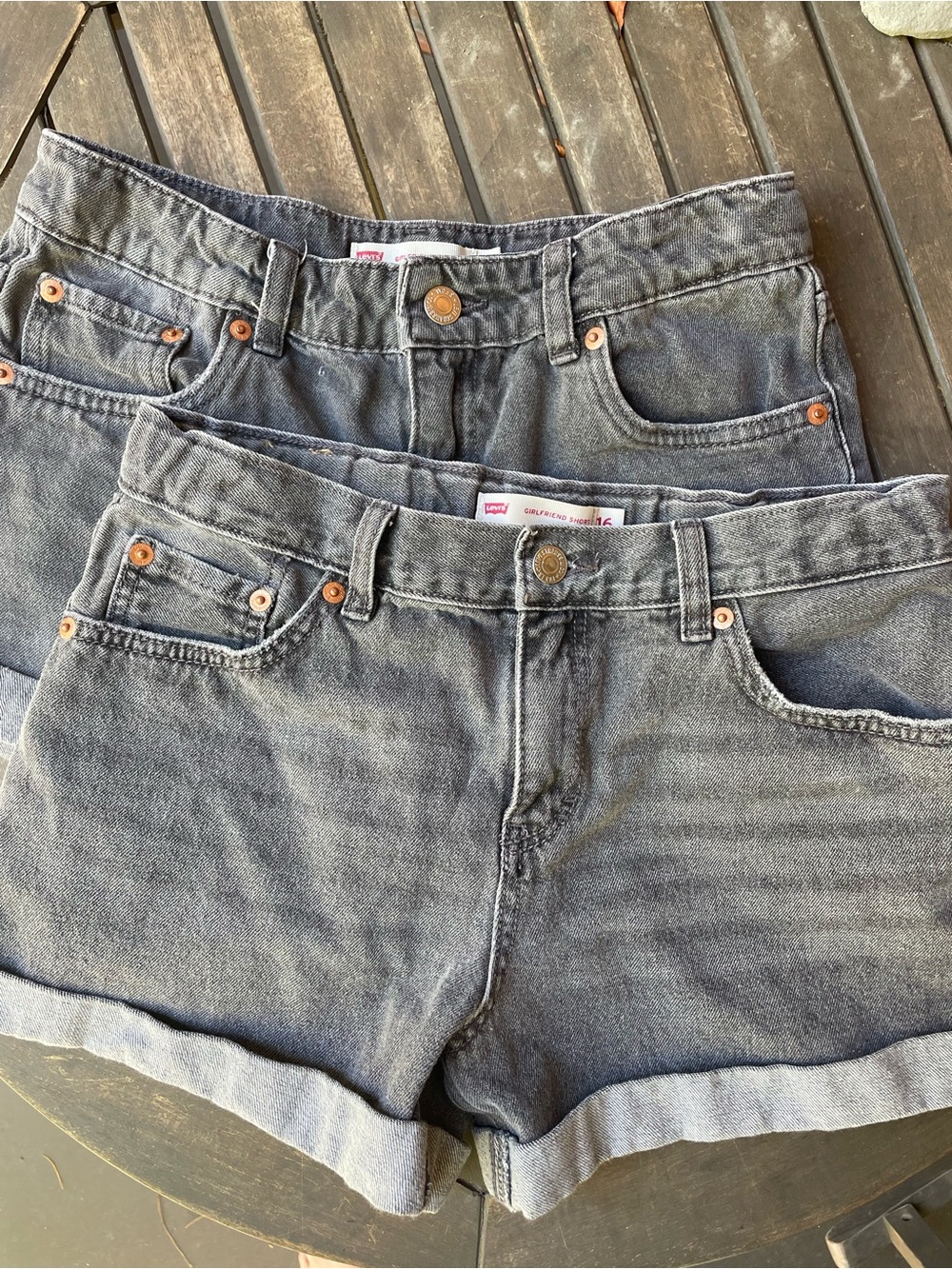 Levi's Girls Gray-Black Cuffed Denim Shorts